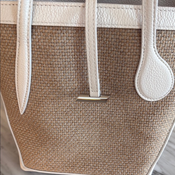 Liffner Sprout Tote Mini White and Beige Tote Bag with Crossbody Strap - Picture 5 of 6